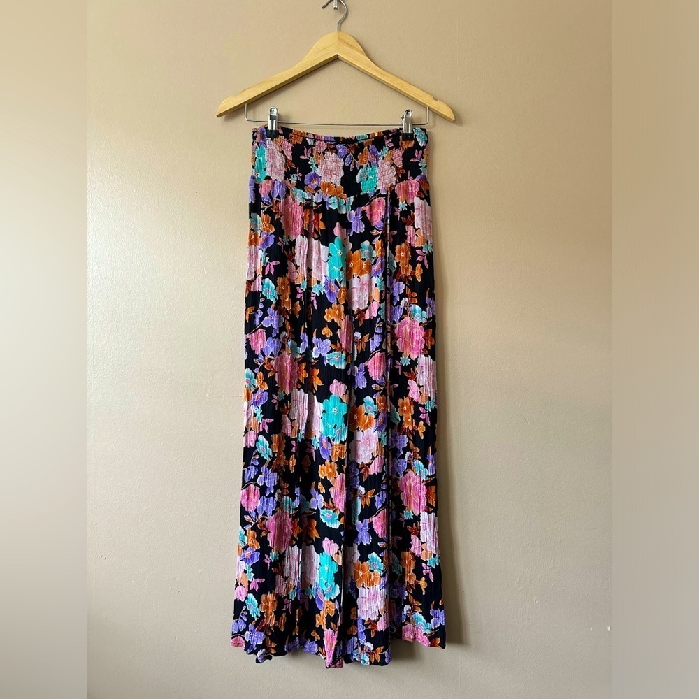 Lulus Floral Slit Pant SZ M bright colors lounge beach flowy